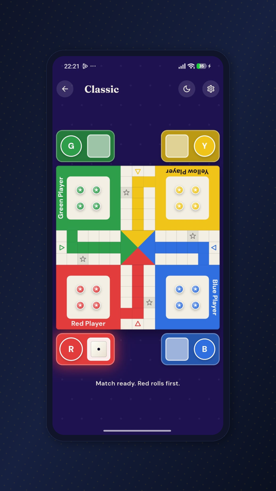 A four-player Classic Ludo match in progress in Ludo Pagla